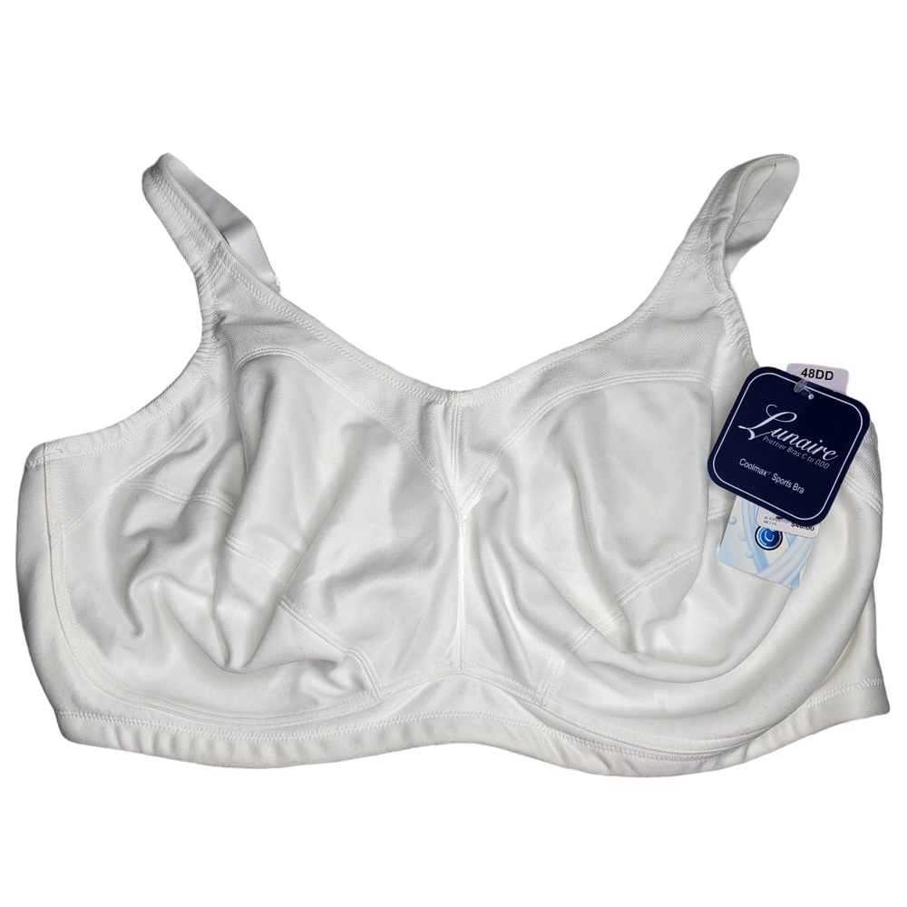 Lunaire Sports Bra Size 48DD White Wireless Cool Max Extreme Performance Support